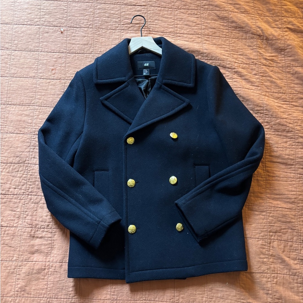 H&M Men's Navy Peacoat with Gold Buttons 36R